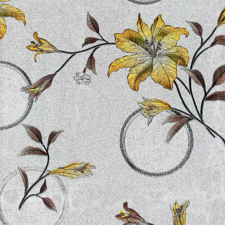 NĂŠrbilde av Altea Metallic Yellow voksduk med gyldne julestjerner