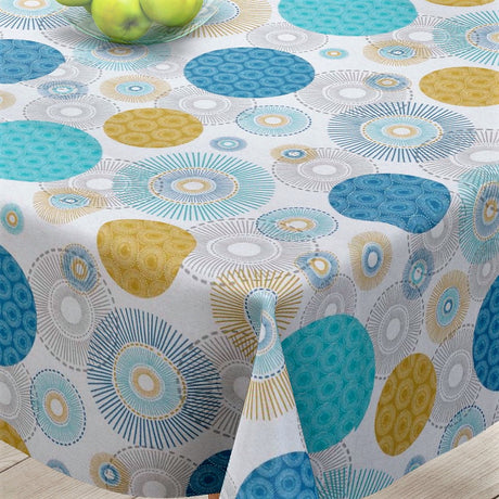 Alvares BlÄ - Akrylduk med flotte sirkelmotiver - 150 cm bred