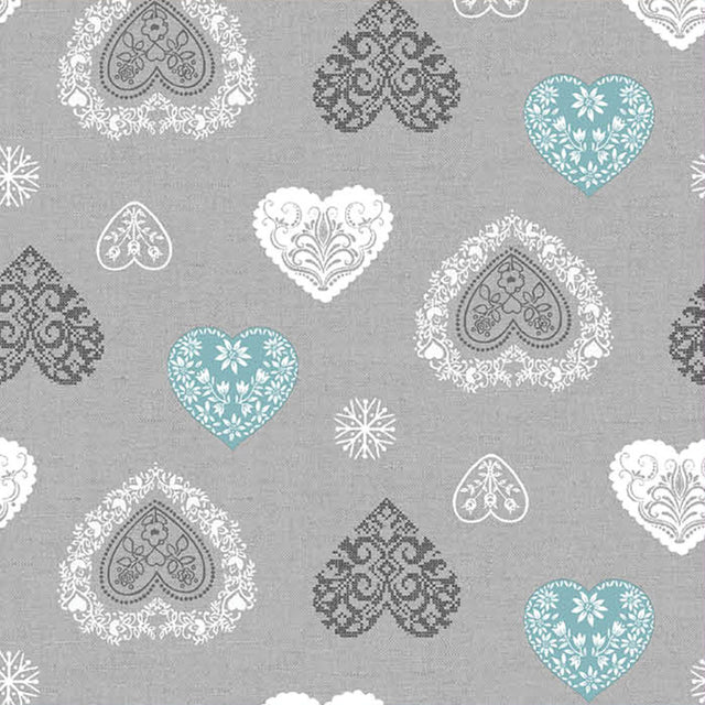 Amancy juleduk grå blå gletscher, akrylduk med flekkavvisende behandling, 155 cm bred