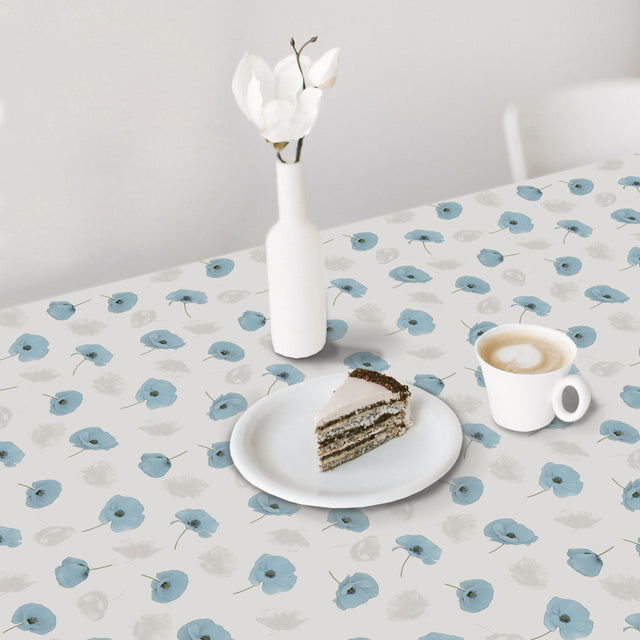 Amapolas Blue - Voksduk med fine blå valmuer