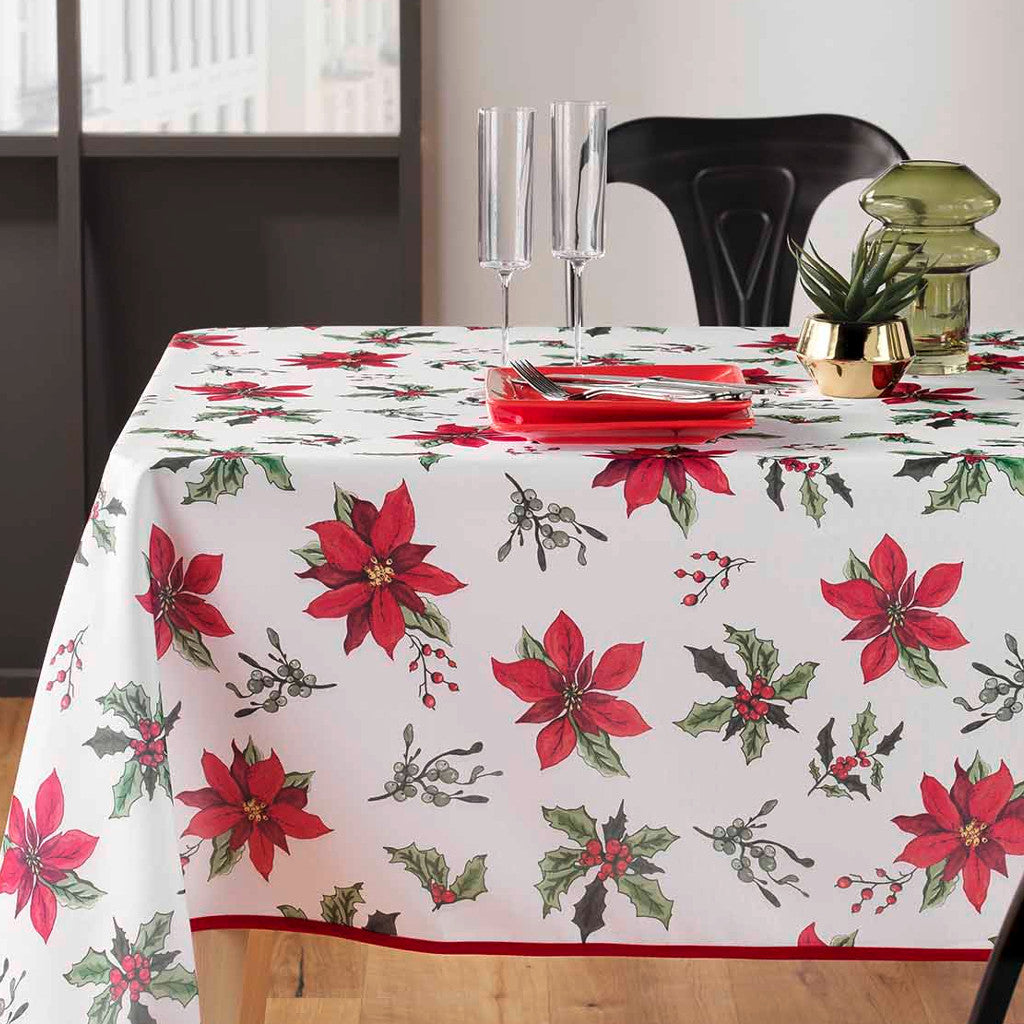 Amaryllis 150 x 240 cm, rektangulær juleduk med flekkavvisende behandling