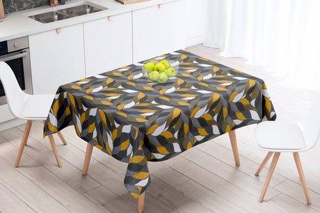 Amaya GrÄ - Akrylduk med flott bladmotiv - 155 cm bred