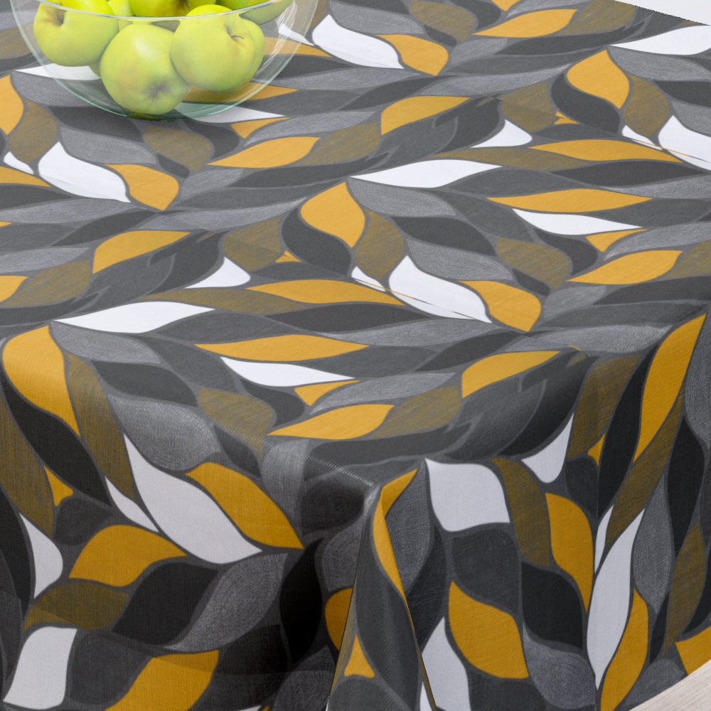 Amaya Grå - Akrylduk med flott bladmotiv - 155 cm bred