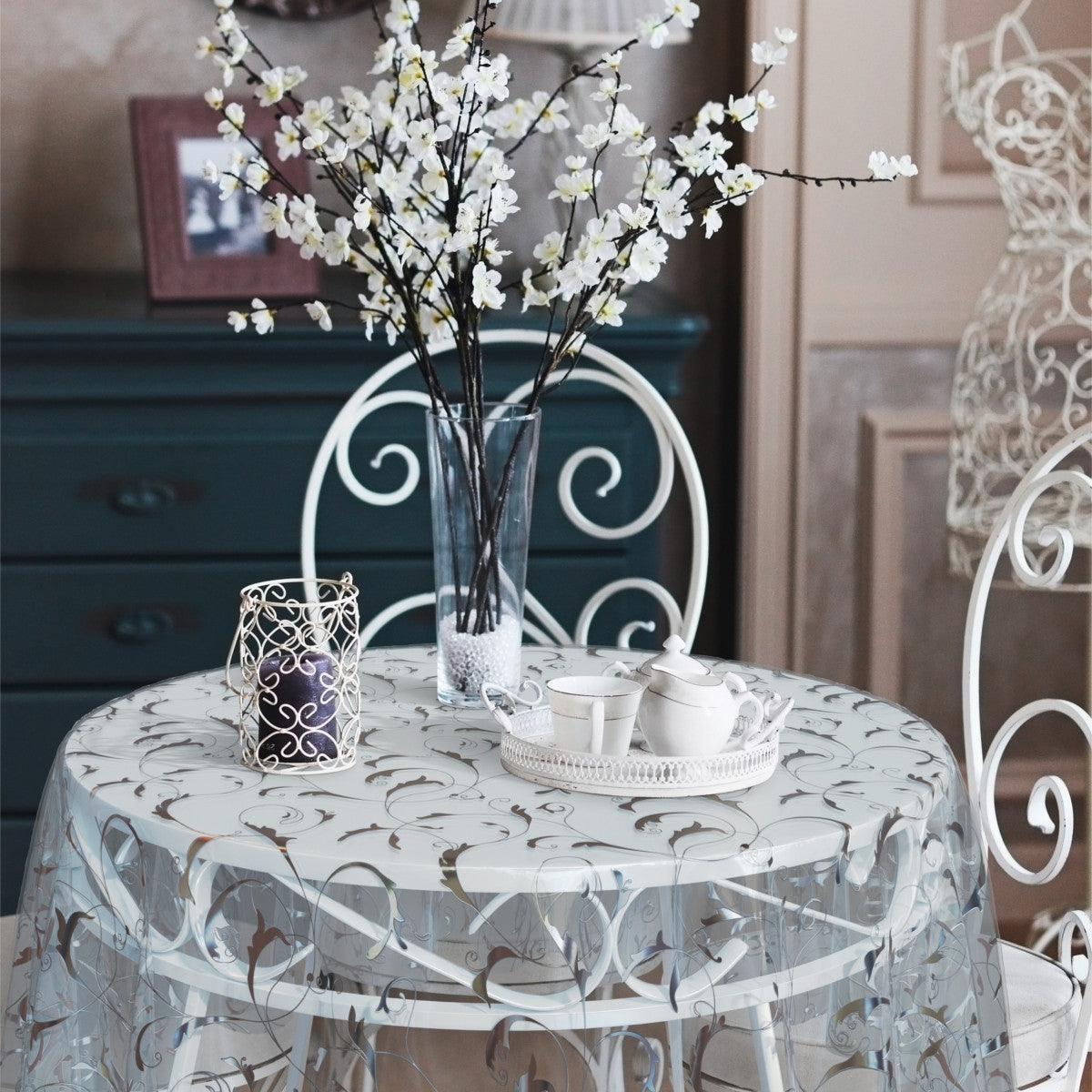 Amber, klar plast gjennomsiktig voksduk med ranke