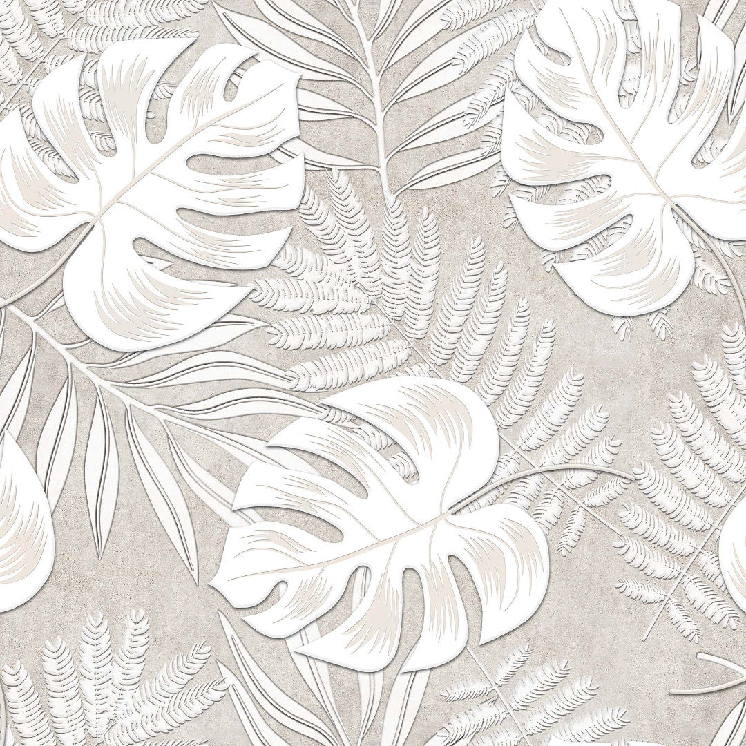 Amber Luxury, Sand - Voksduk med tropiske blader