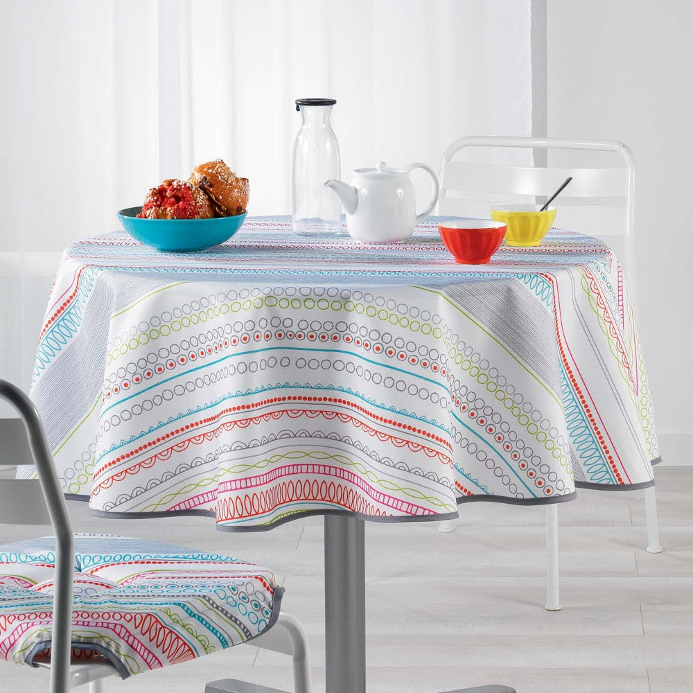 Analea Multi Ø 180 cm, rund bordduk med flekkavvisende behandling