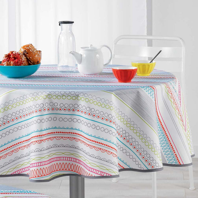 Analea Multi Ø 180 cm, rund bordduk med flekkavvisende behandling