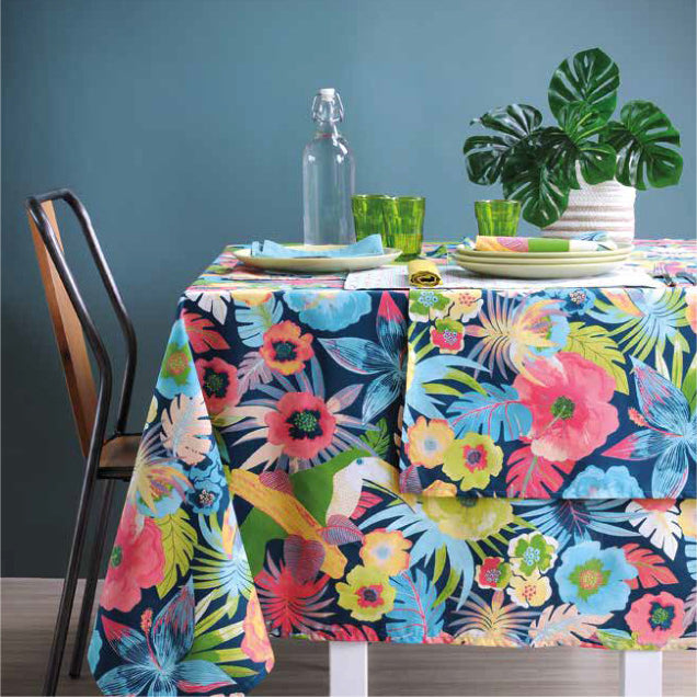 Araca Celadon - Akrylduk med store flotte blomster - 155 cm bred