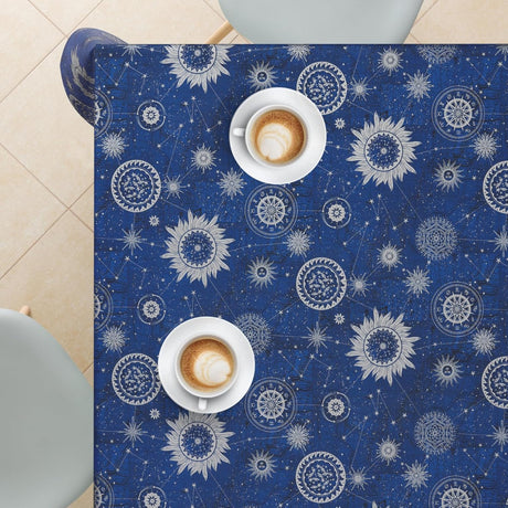 Astra Blå – Voksduk med stjernehimmel i sølv