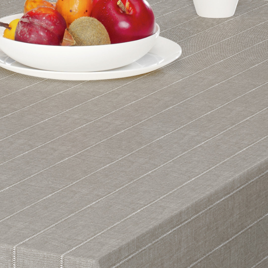 Balance Seal - 160 cm bred voksduk med stripet mønster i grålig nyanse