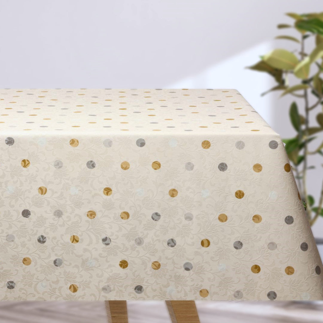 Barok Krem – Voksduk med prikker i gull og sølv