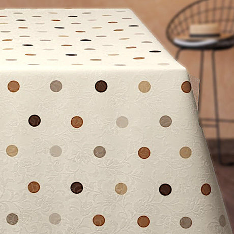 Barok Råhvit – Voksduk med prikker i varme bruntoner