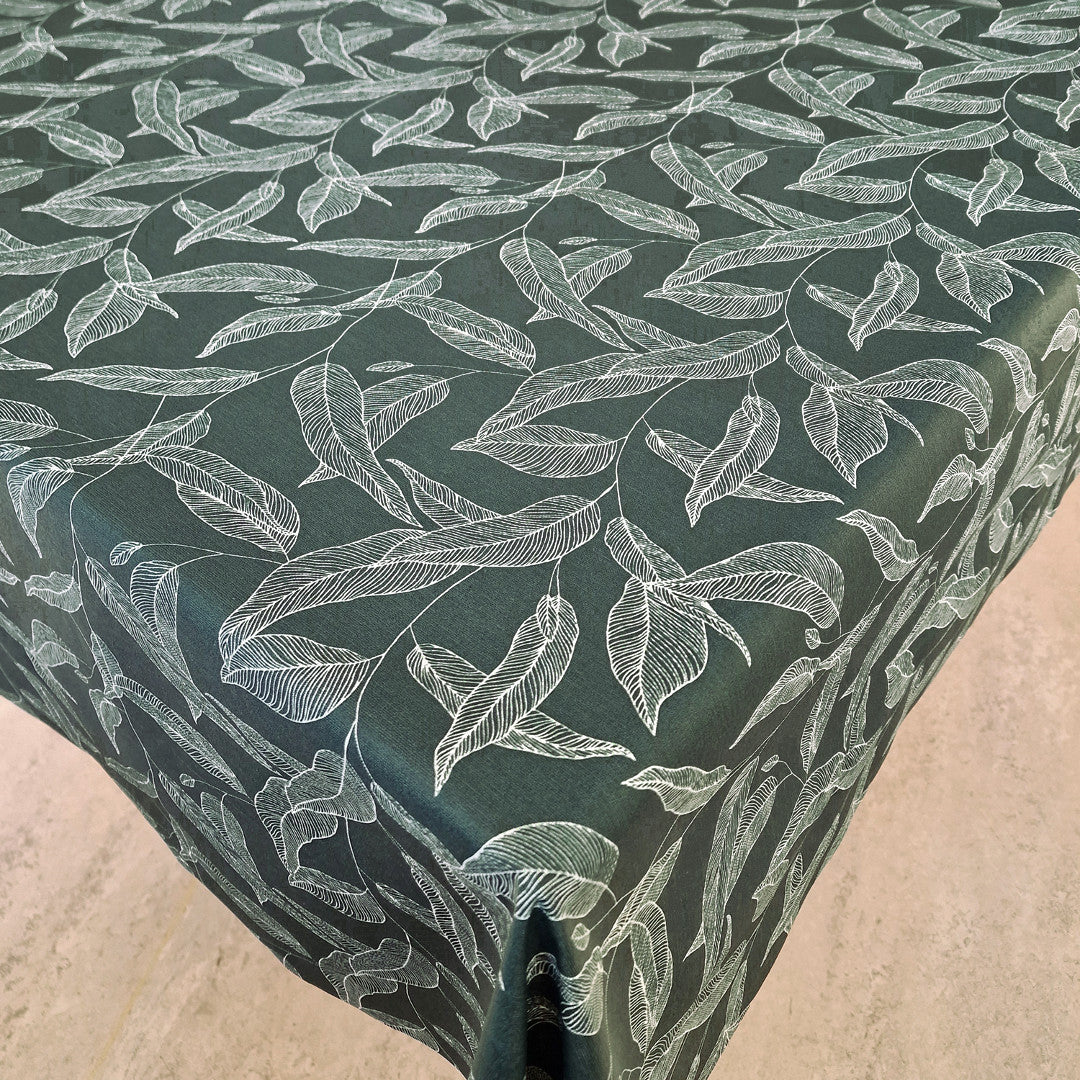 Bianca mørk flaskegrønn - Akrylduk med hvite strekblader