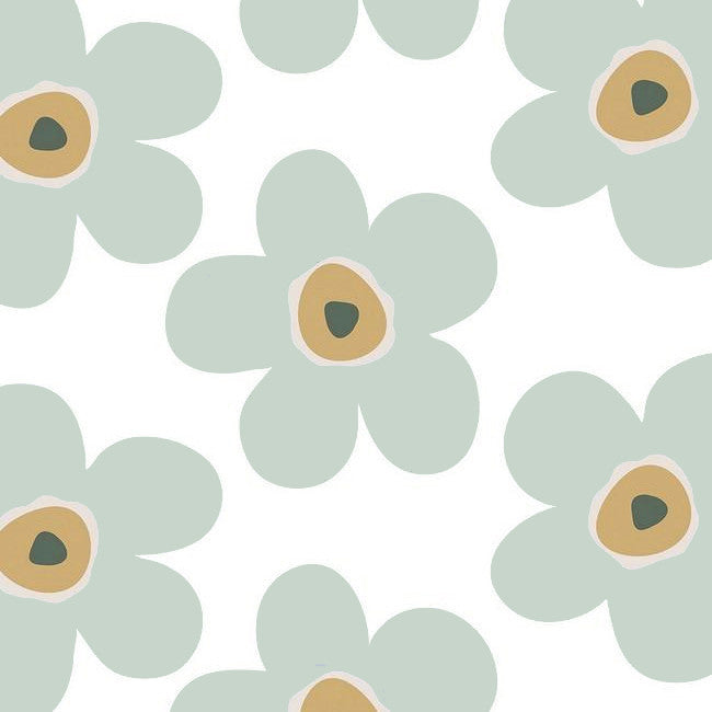 Lola voksduk – Big Flower Ice Grey