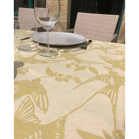 BIRDS Golden - Notes by Susanne Schjerning - textilvaxduk med glidskydd