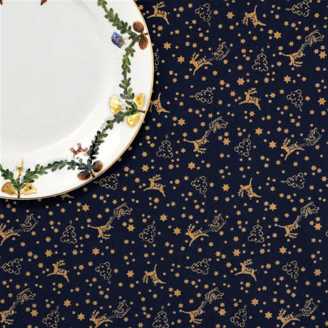 Bjelleklang Blå - Juleakrylduk med julenissens slede og reinsdyr