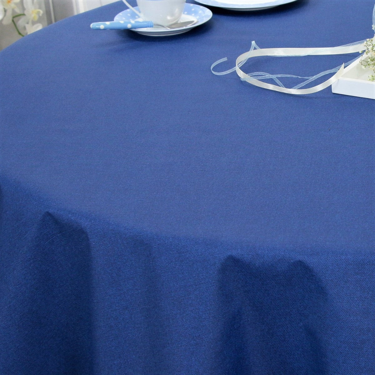 Ensfarget blå akrylduk - Dali, 180 cm bred