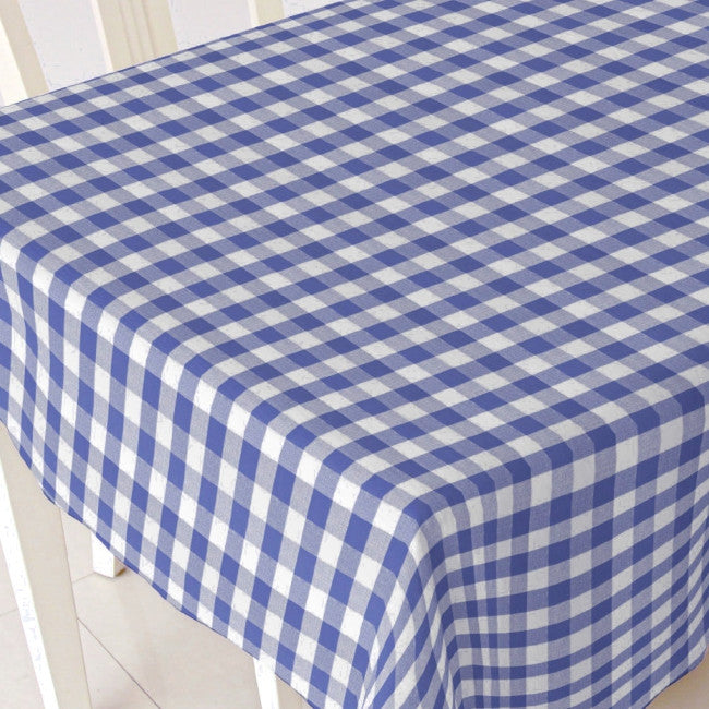 Blå og hvit rutet voksduk, 140 cm bred