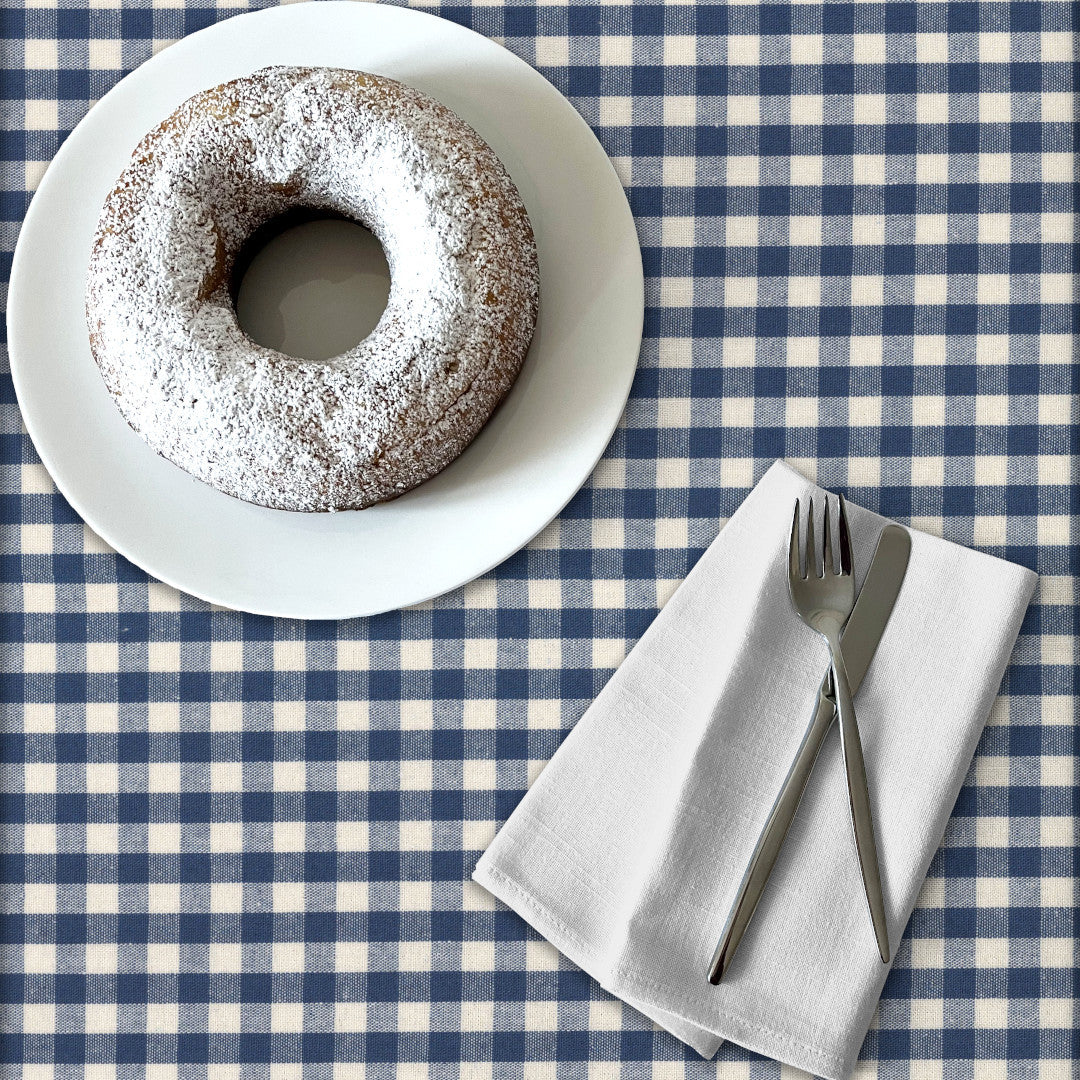 Blå Nordisk Rute – Akrylduk i rustikk hørlook