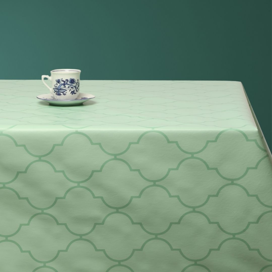 Bløt Geometri – Voksduk i mintgrønn