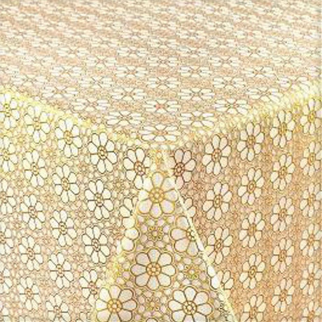 Blondevoksduk Flower Gold blondeduk med blomstermønster i gull