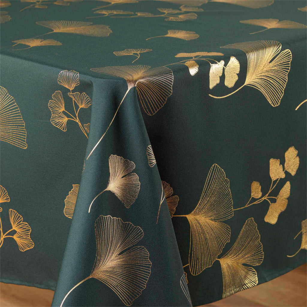 Bloomy Metallic Print – Green/Gold – Juleduk med flekkavvisende behandling, 150 x 300 cm