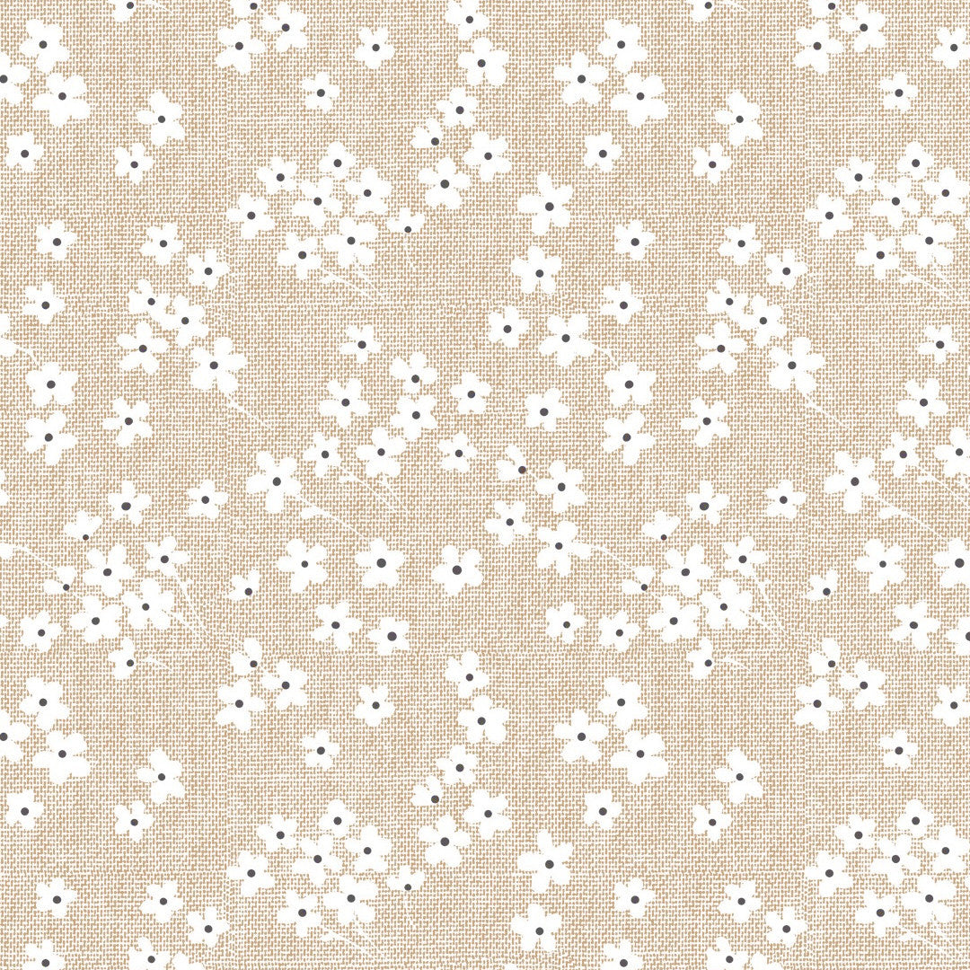 Blossom Linen – voksduk med linlook i lys beige, nærbilde