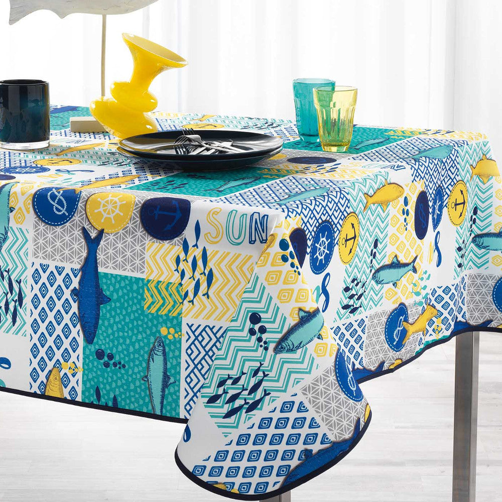 Blue Lagoon White, bordduk med flekkavvisende behandling, 150 x 240 cm