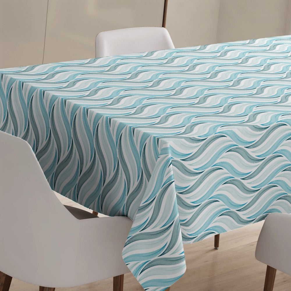 Bølgen Blå - Voksduk med grafiske bølger
