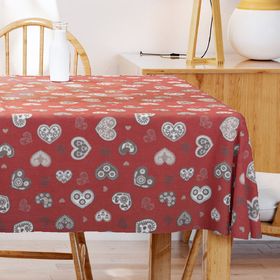 Juleakrylduk i 100 % bomull - Boncoeur Rød - 155 cm bred