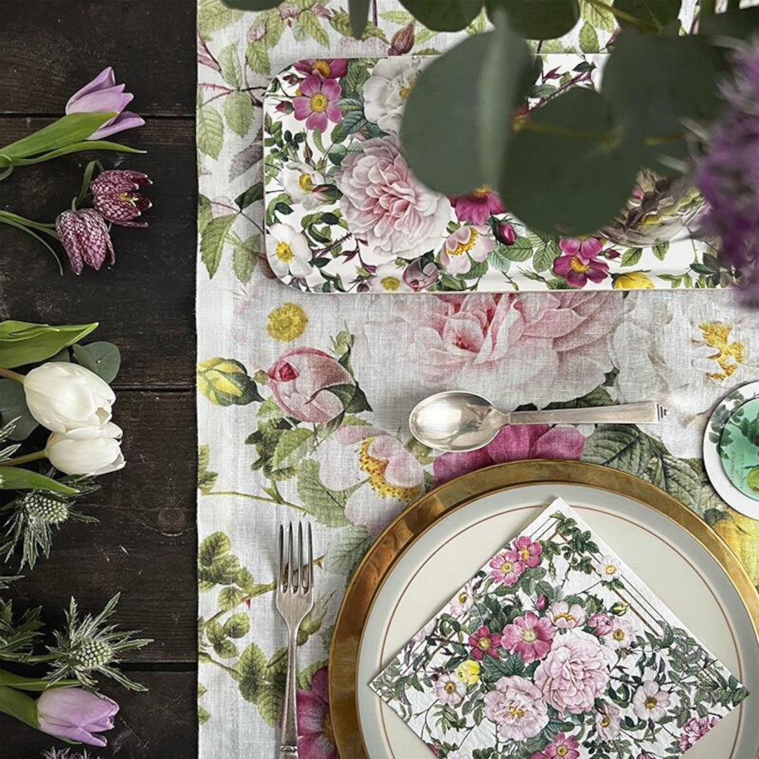 Bordløper i lin Rose Flower Garden – Jim Lyngvild