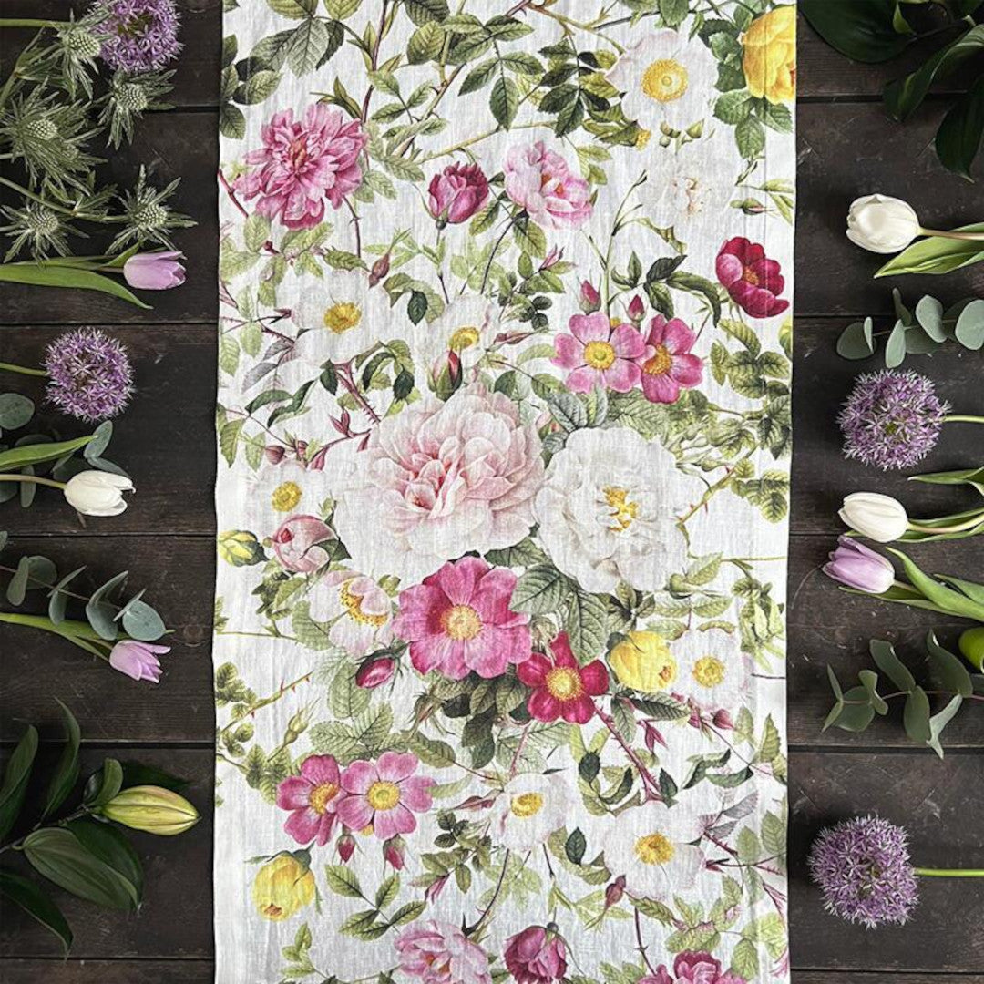 Bordløper i lin Rose Flower Garden – Jim Lyngvild