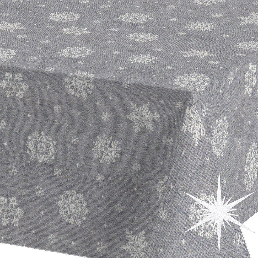 Brina Grey Silver – Grå jule-akrylduk med iskrystaller i sølv