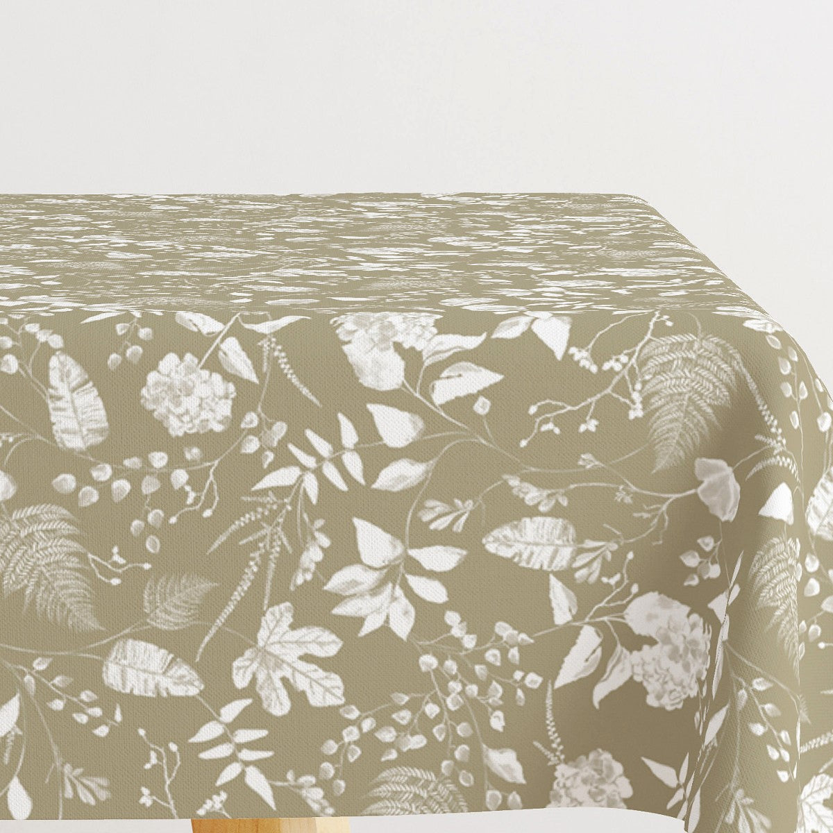 Briulov Vissen Grønn - Akrylduk med hvite blader og blomster