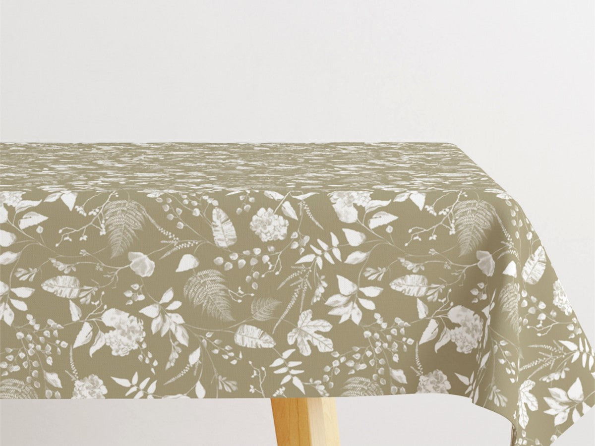 Briulov Vissen Grønn - Akrylduk med hvite blader og blomster