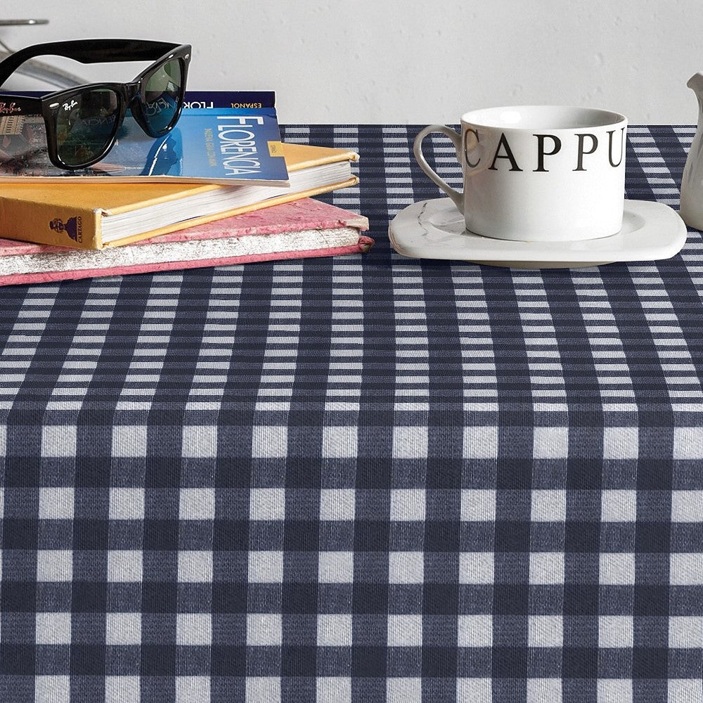 Brueghel Azul - Klassisk rutete akrylduk i blått og hvitt, 140 cm