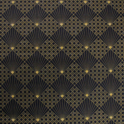 Cannage Sort - Akrylduk med flott grafisk mønster 155 cm bred