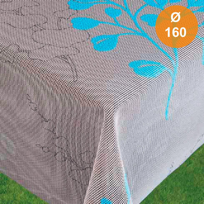 Capri Grå Turkis sommerduk, rund Ø 160 cm