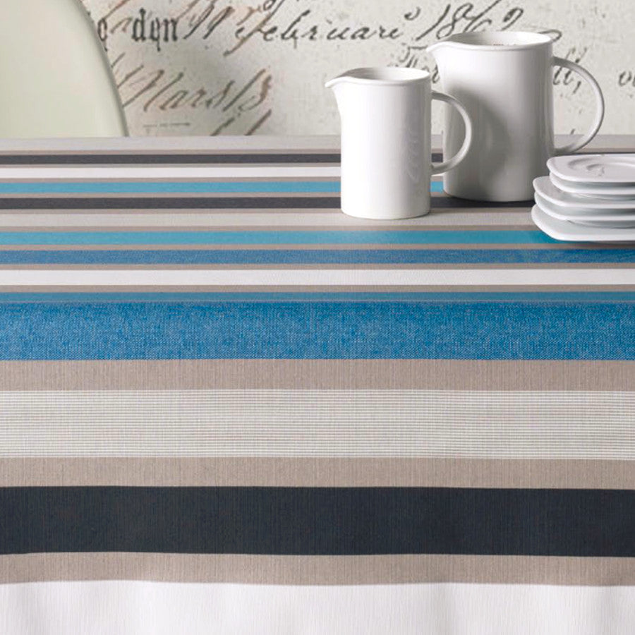 Caravaggio blå, akrylduk med striper, 180 cm bred