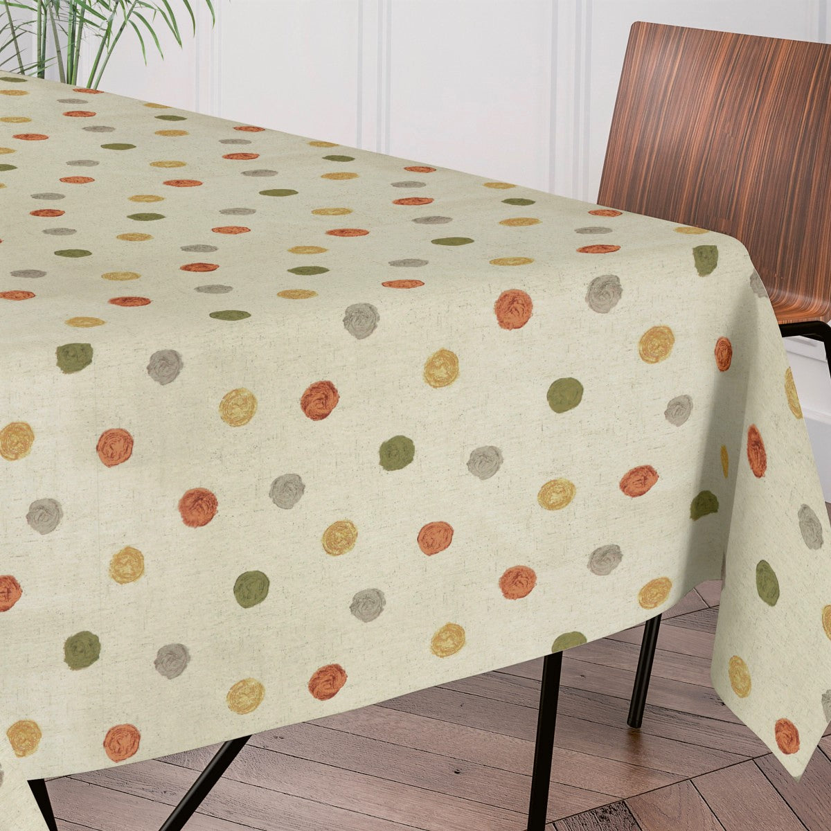 Carus Lys Sand - Akrylduk med malt prikker i varme farger