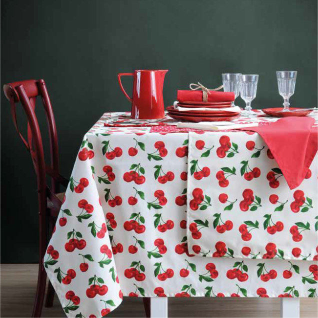 Cherry - Akrylduk med kirsebær - 155 cm bred