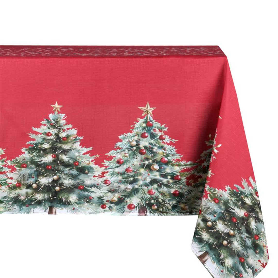 Christmas Trees Rød – Juleduk med flekkavvisende behandling 150 x 300 cm, modellbilde