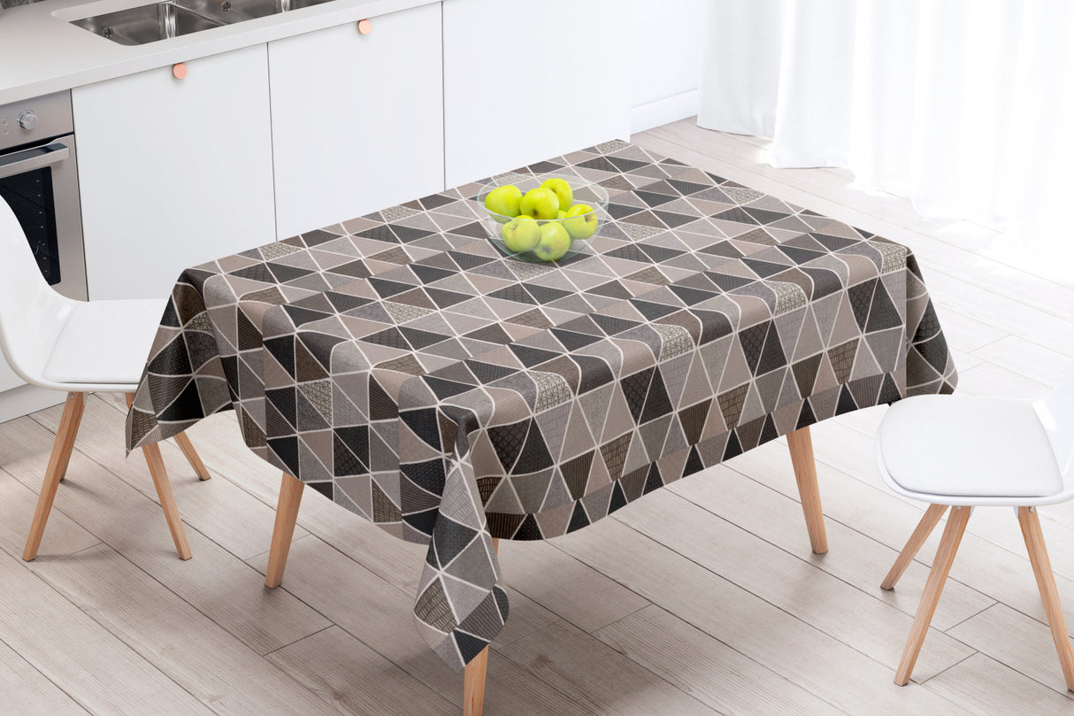 Chulo Grå - Akrylduk med flotte grå trekanter - 155 cm bred