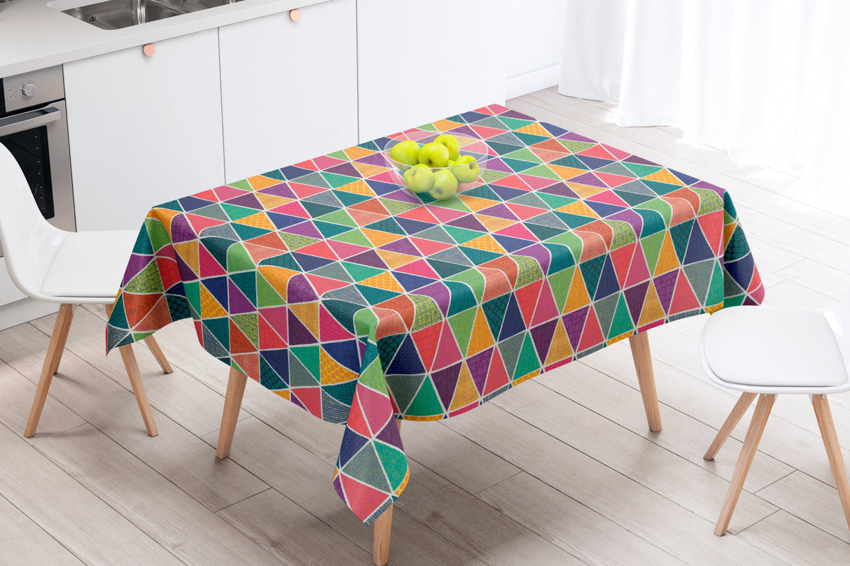 Chulo Multicolor - Akrylduk med flotte fargerike trekanter - 155 cm bred