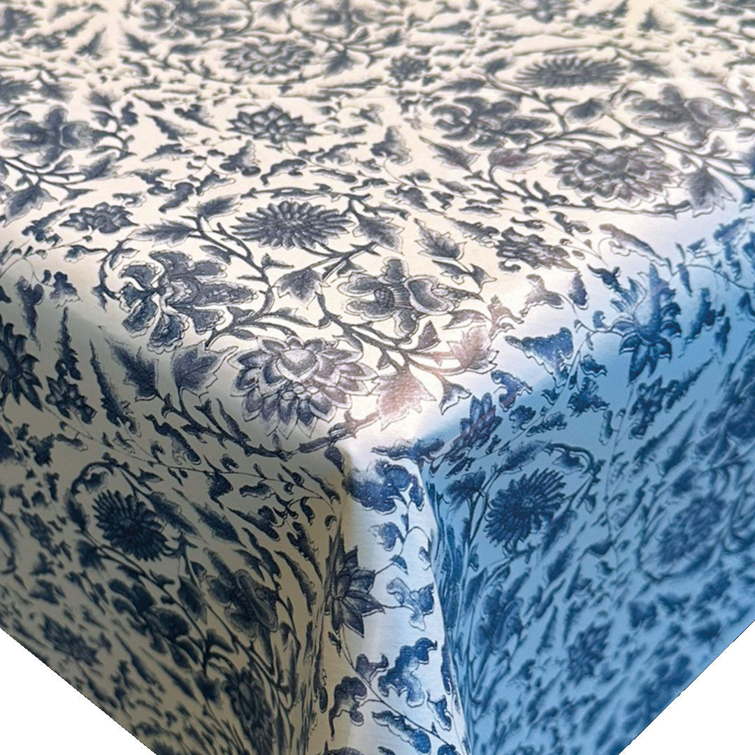 Circle flowers Blå – pvc-fri voksduk med blomster