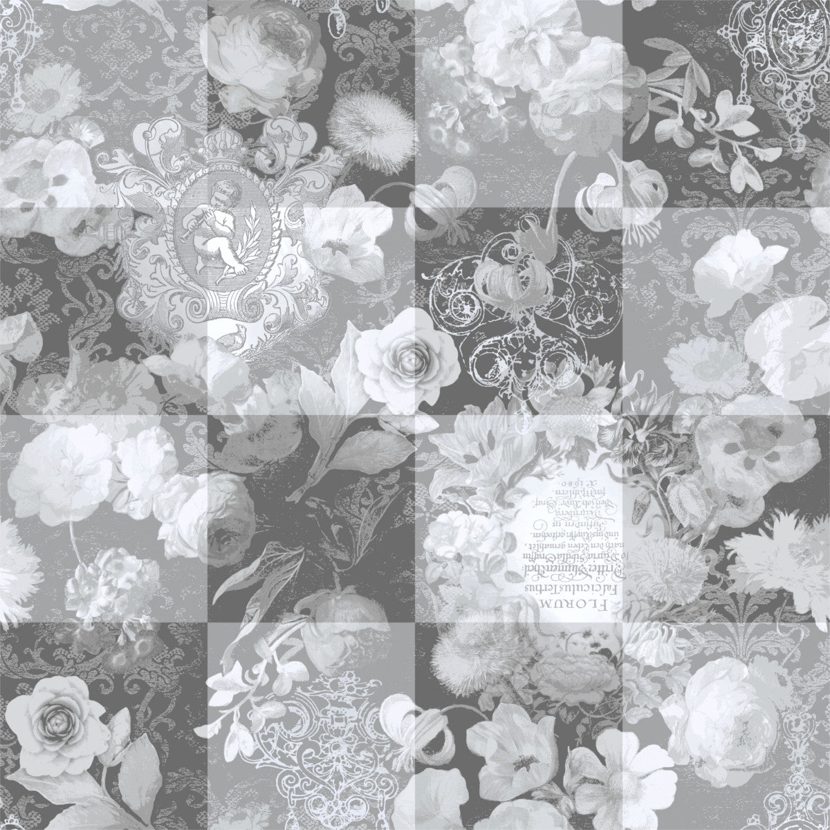 Dalington Grå – Voksduk med roser i elegant lett preget mønster