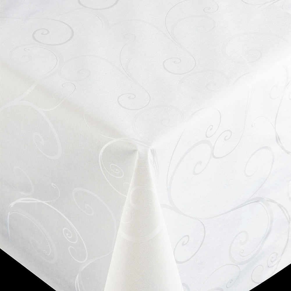 Diamond Galaxy White – Voksduk til festen, med flott preget rankemønster