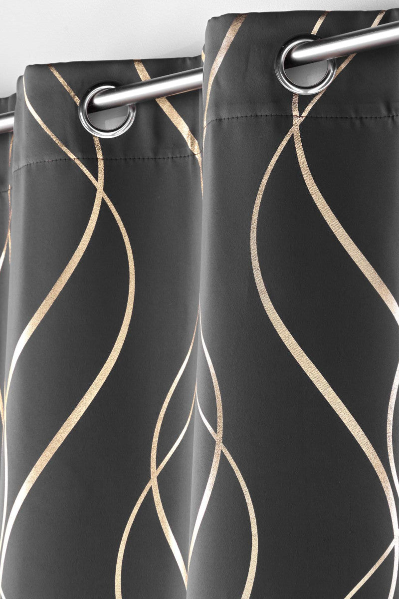 Elise Antrasittgrå/Gull – Mørkleggingsgardin 135 x 240 cm nærbilde