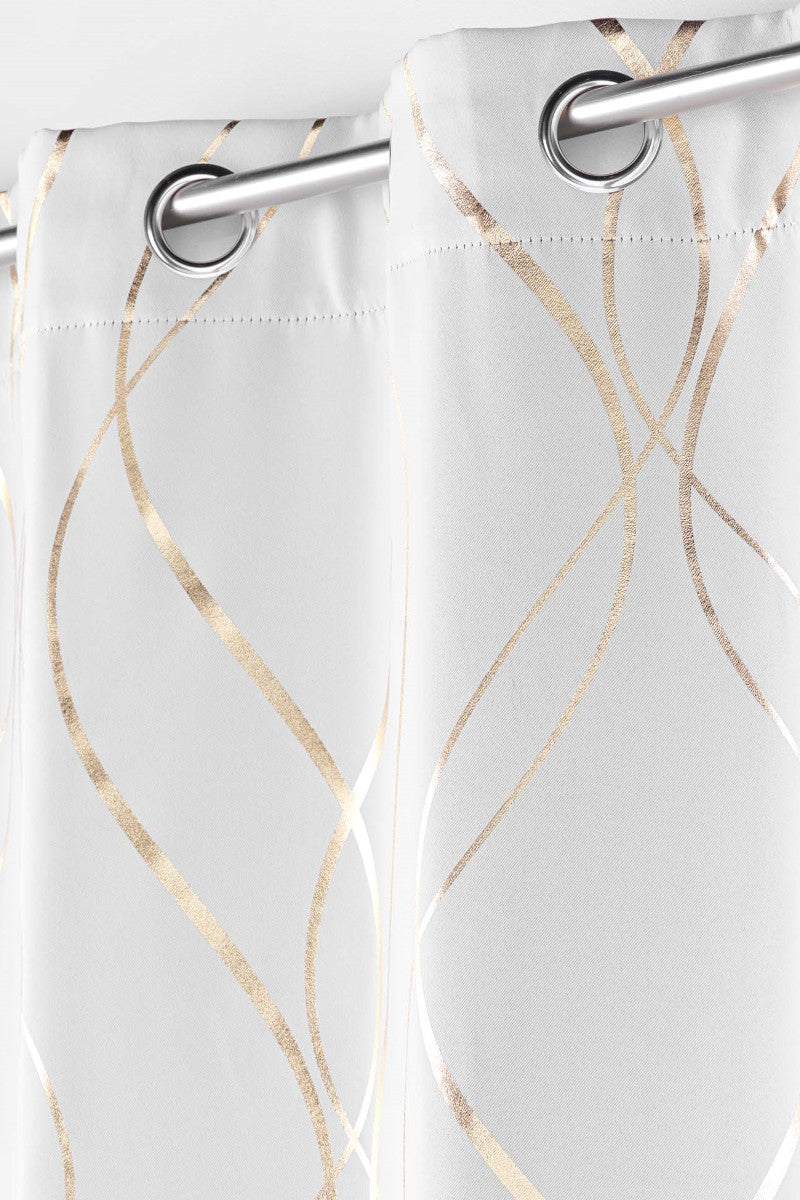 Elise Hvit/Gull – Mørkleggingsgardin 135 x 240 cm nærbilde