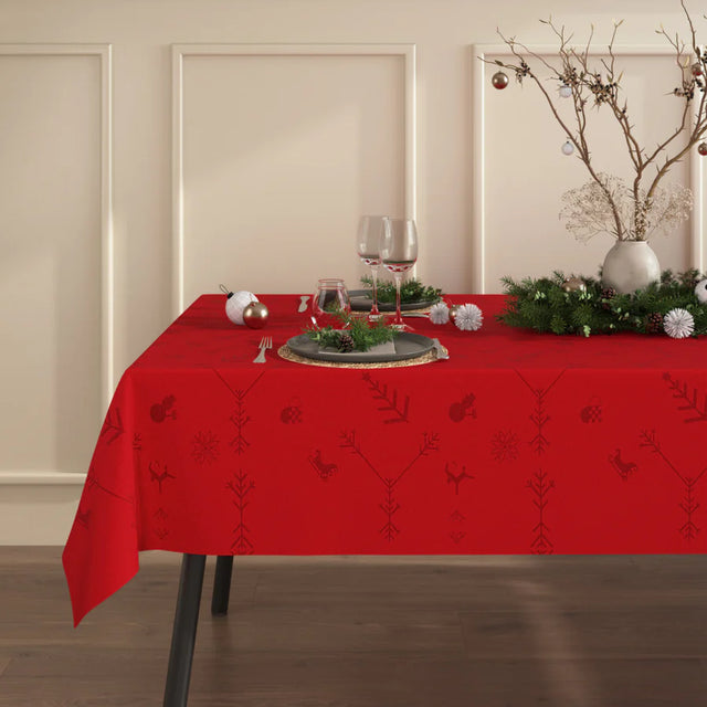 Engholm Noel damaskvevd juleduk, rød - 150 x 270 cm